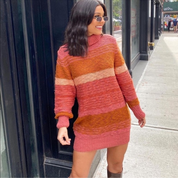 L*SPACE Jetsetter Serape Stripe Pink Knit Sweater Dress - Picture 2 of 11